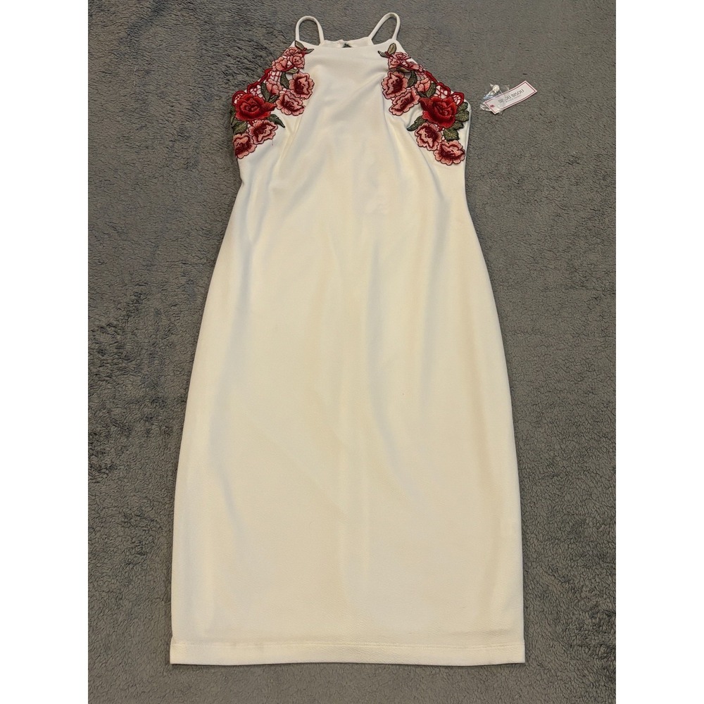 NWT Bisou Bisou Dres Womens 12 White Sheath Floral Casual Sleeveless Evening